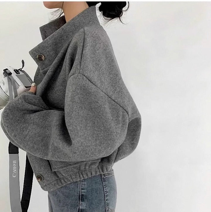 Drune | Graue Wollkurzjacke für Damen