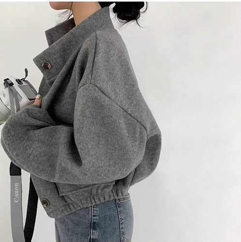 Drune | Graue Wollkurzjacke für Damen