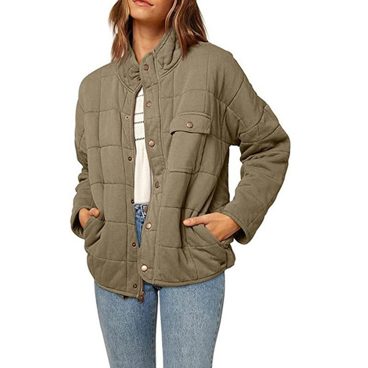 Drune | Damen Steppjacke – Lockere Passform – Stehkragen – Knopfleiste – Eingrifftaschen