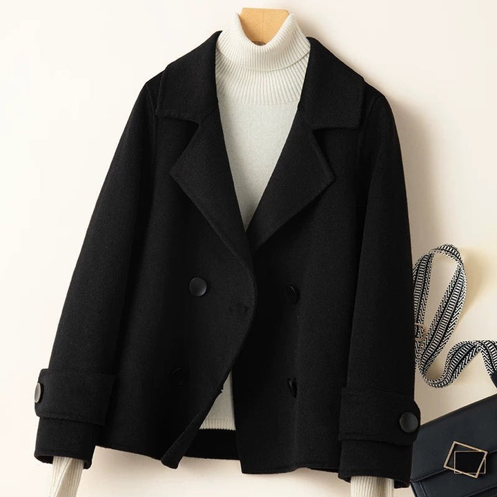 Drune | Mantel - Taillierter Fit - Woll-Look - Doppelreiher - Reverskragen - Kurze Länge