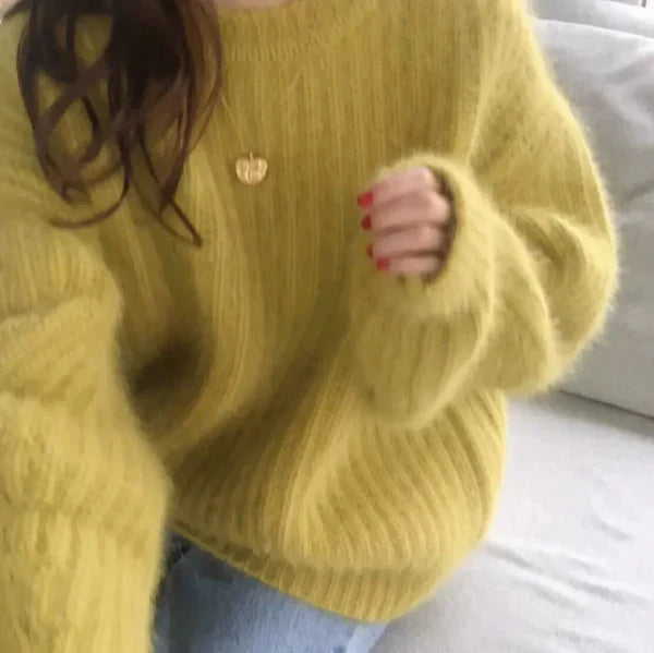Drune | Pullover Pullover Mohair Mischung Übergröße Fit Gerippter Strick Rundhals