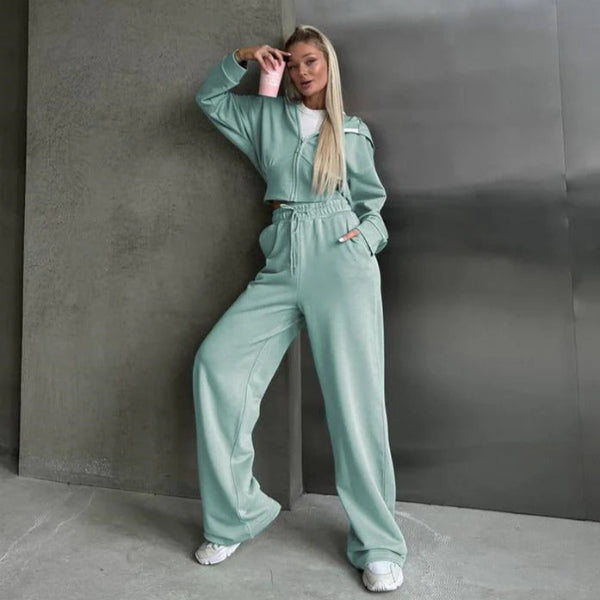 Drune | Loungewear Set Zip-Up Kapuzenpullover Weite Hose Weicher Baumwollmix