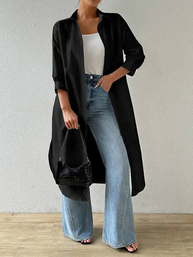Drune | Strickjacke Light Knit Long Modell Offene Front 3/4 Ärmel Relaxed Passform