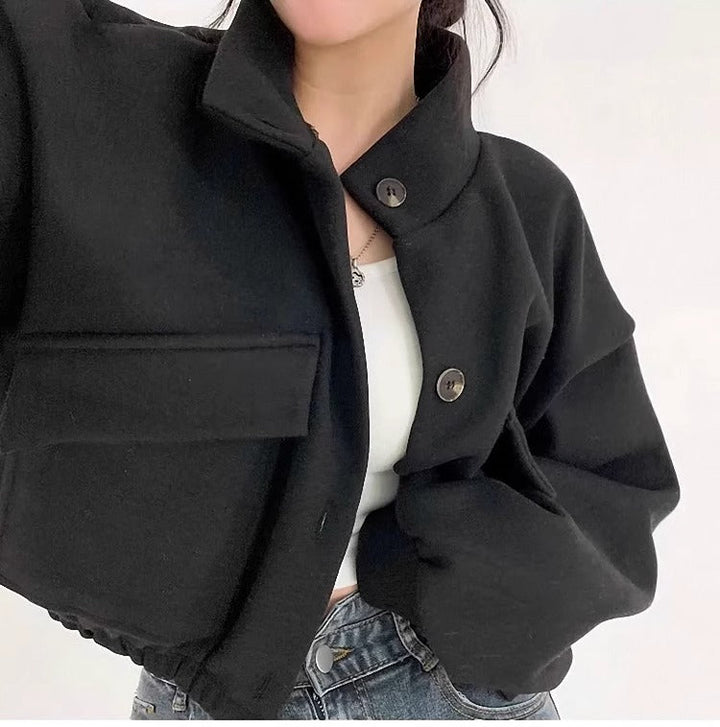Drune | Graue Wollkurzjacke für Damen