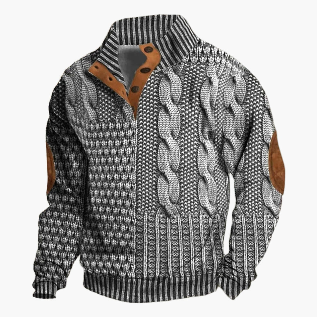 Drune | Strickmuster Bomberjacke im Vintage-Look - Modische Freizeitjacke mit Knopfleiste