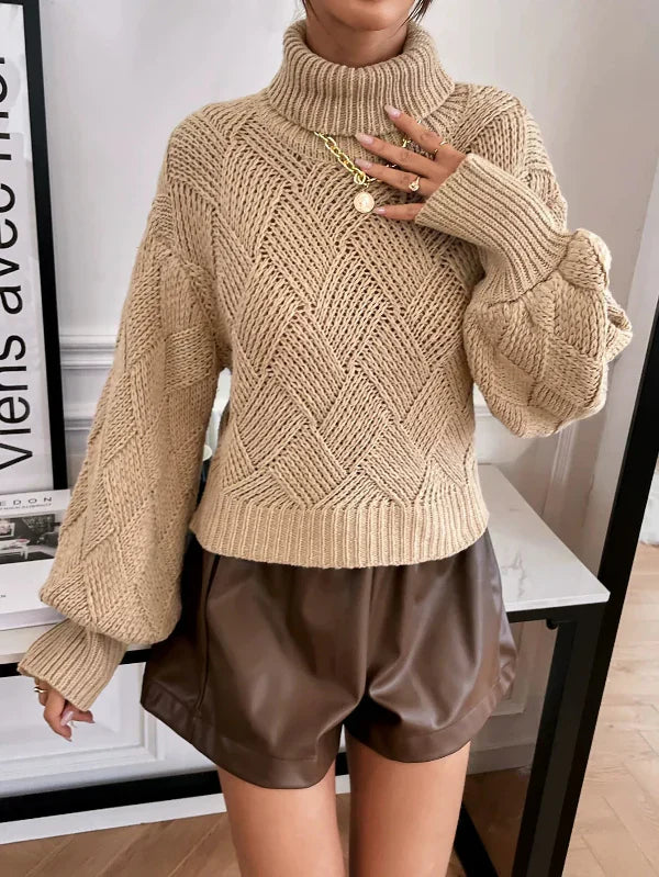 Drune | Pullover Pullover Wollstrick Übergröße Fit Rollkragen Laternenärmel