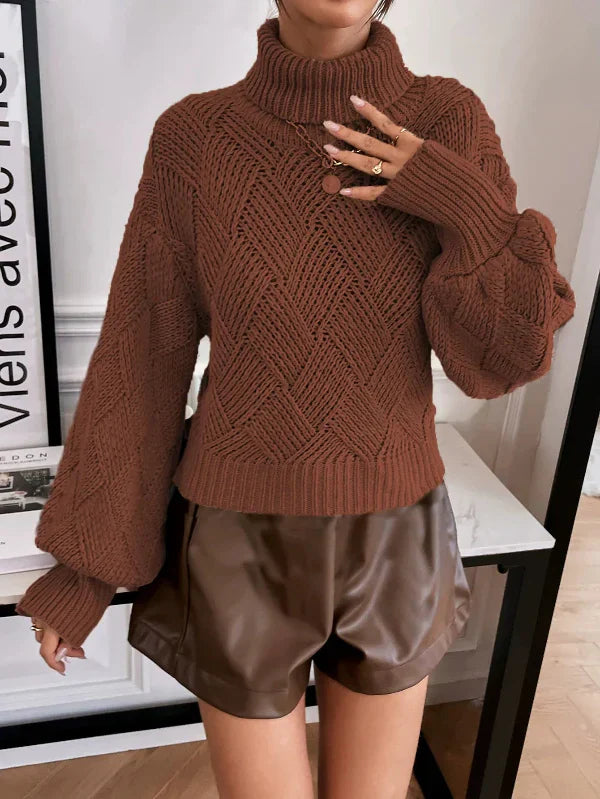 Drune | Pullover Pullover Wollstrick Übergröße Fit Rollkragen Laternenärmel