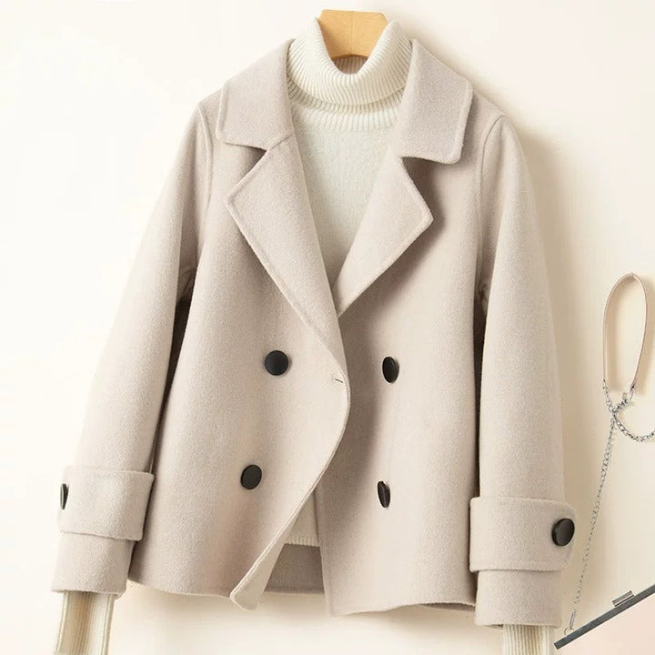 Drune | Mantel - Taillierter Fit - Woll-Look - Doppelreiher - Reverskragen - Kurze Länge