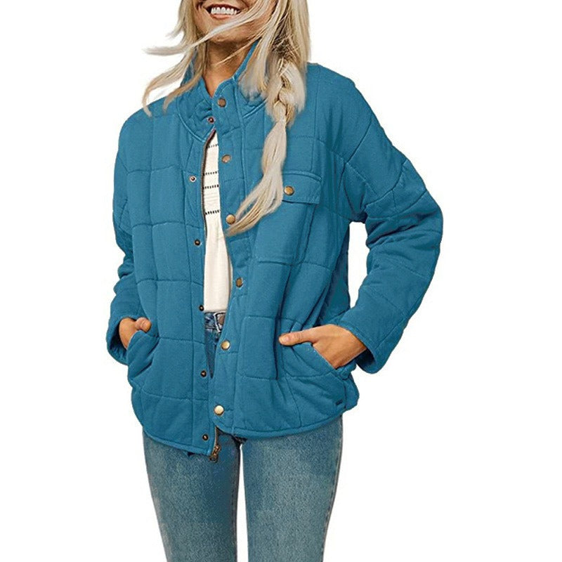 Drune | Damen Steppjacke – Lockere Passform – Stehkragen – Knopfleiste – Eingrifftaschen