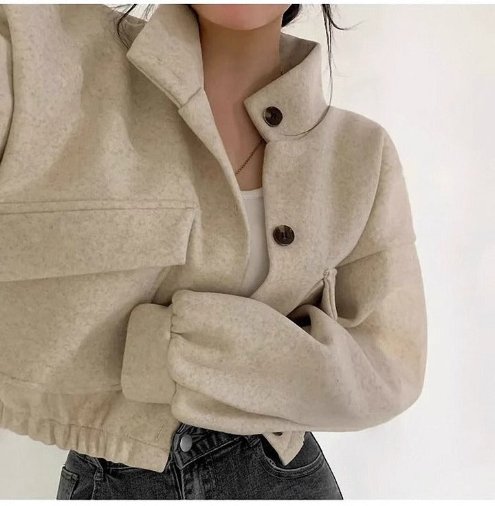 Drune | Graue Wollkurzjacke für Damen