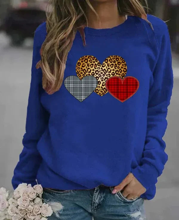Drune | Sweatshirt - Lockerer Schnitt - Baumwollmischung - Rundhalsausschnitt - Grafischer Herzdruck