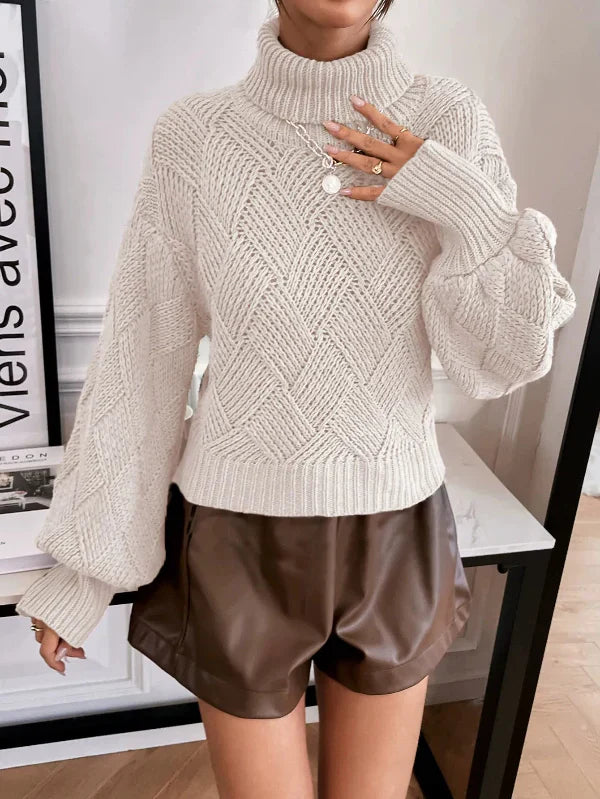 Drune | Pullover Pullover Wollstrick Übergröße Fit Rollkragen Laternenärmel