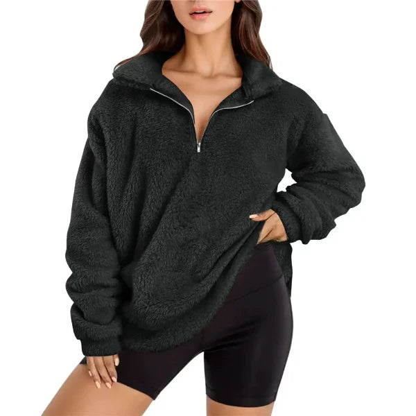 Drune | Fleece Pullover - Oversized Fit - Halbzipper - Stehkragen - Langarm