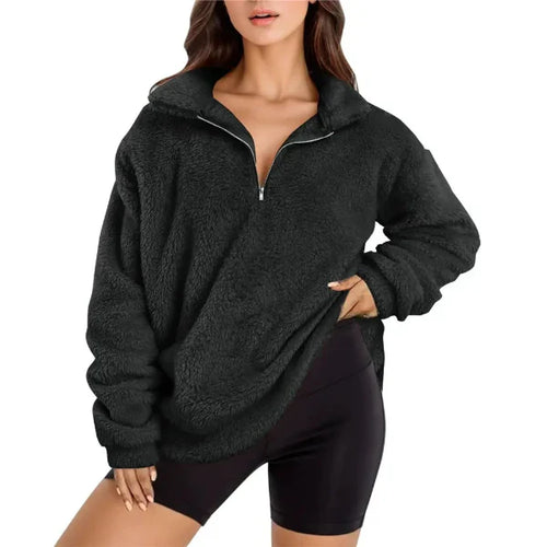 Drune | Fleece Pullover - Oversized Fit - Halbzipper - Stehkragen - Langarm