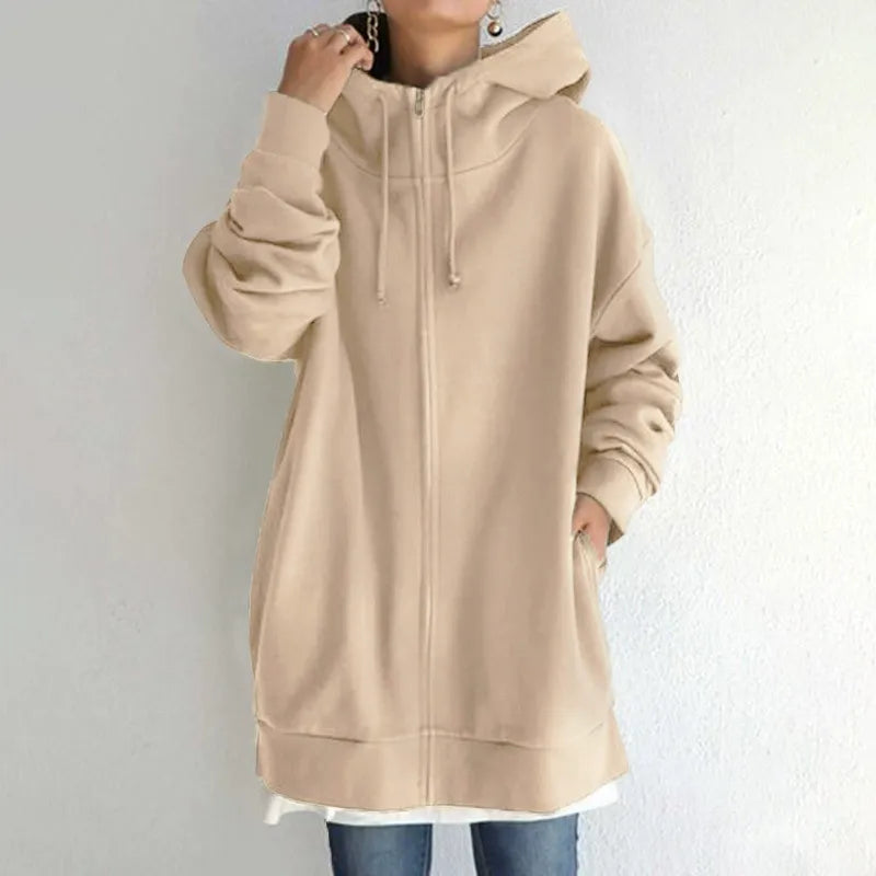 Drune | Kapuzenpullover Übergröße Passform Fleece Futter Reißverschluss Lässiger Stil
