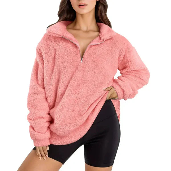 Drune | Fleece Pullover - Oversized Fit - Halbzipper - Stehkragen - Langarm