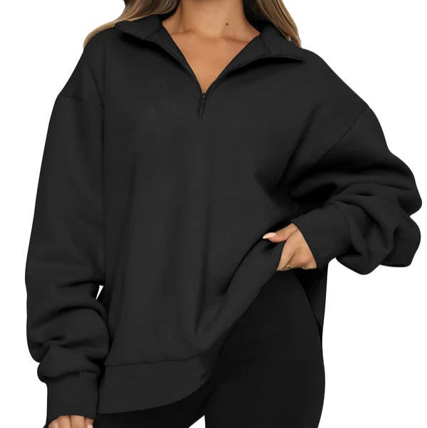 Drune | Sweatshirt - Oversized Fit - Baumwollgefühl - Hoher Kragen - Kurzer Reißverschluss - Freizeitbekleidung