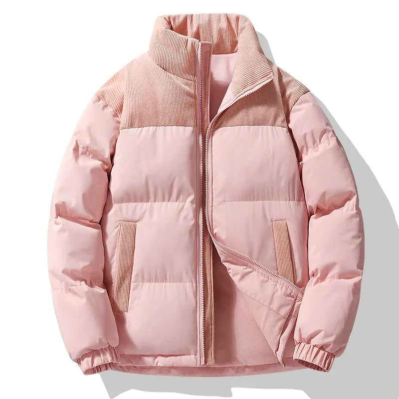 Drune | Pufferjacke Übergrößenpassform Gepolstertes Design Cordkragen Reißverschluss