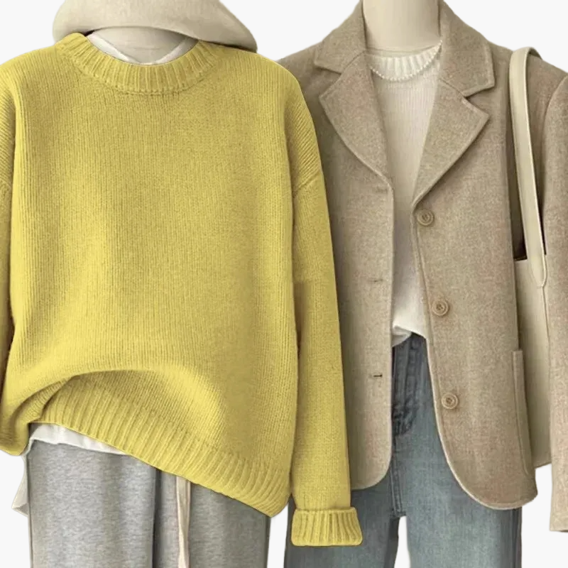 Drune | Set Lässiger Retro Japanischer Stil - Strickpullover und Blazer für Alltag und Freizeit