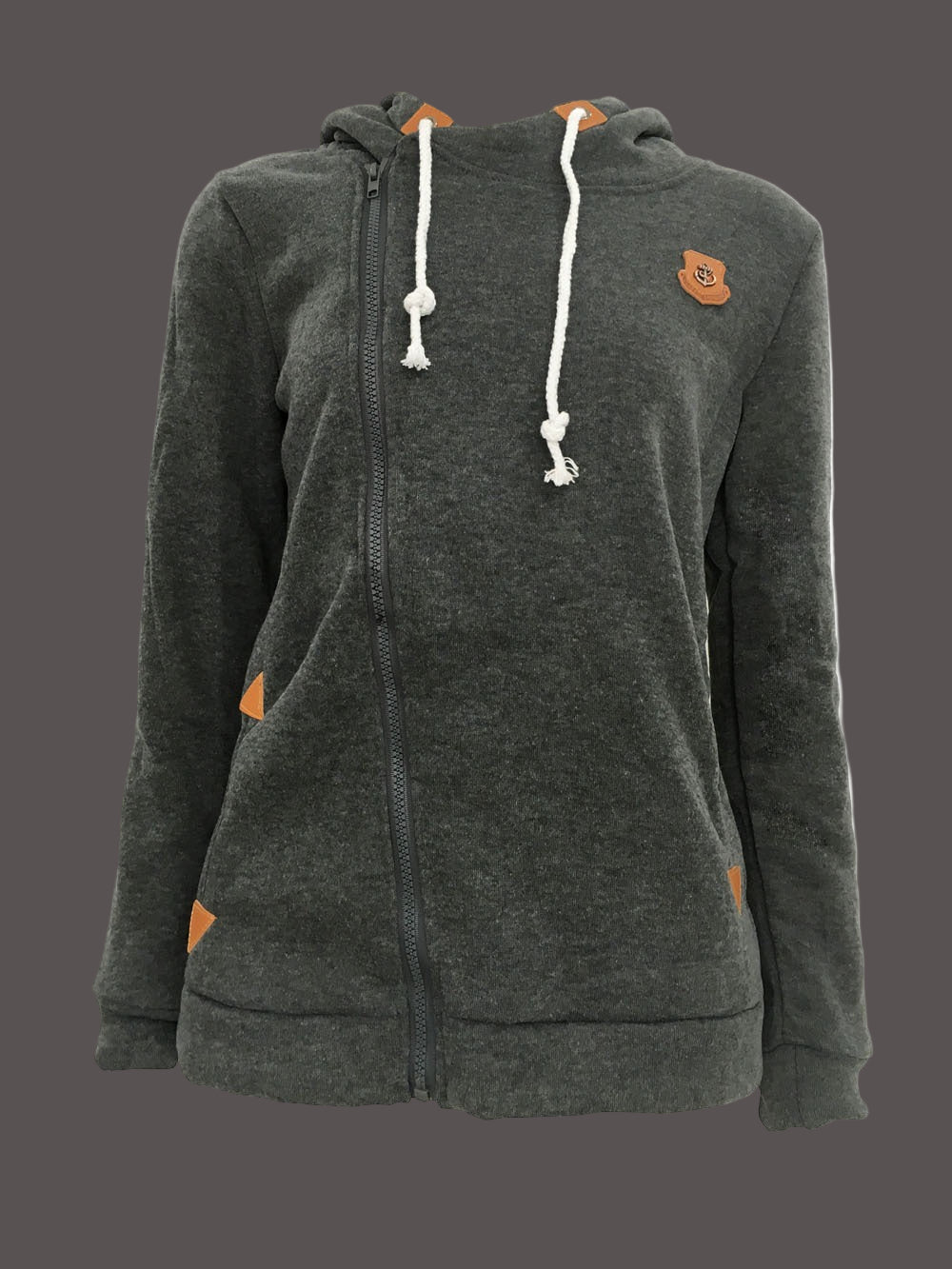 Drune | Kapuzenpullover Jacke Asymmetrischer Reißverschluss