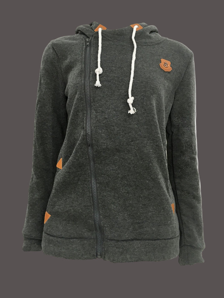 Drune | Kapuzenpullover Jacke Asymmetrischer Reißverschluss