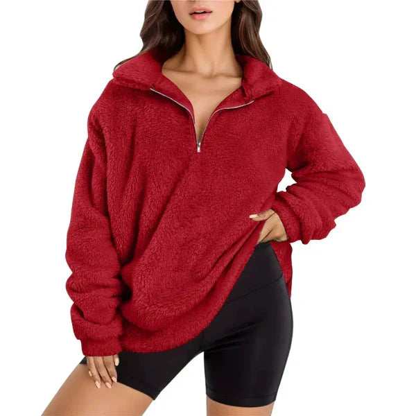 Drune | Fleece Pullover - Oversized Fit - Halbzipper - Stehkragen - Langarm