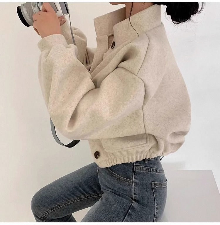 Drune | Graue Wollkurzjacke für Damen