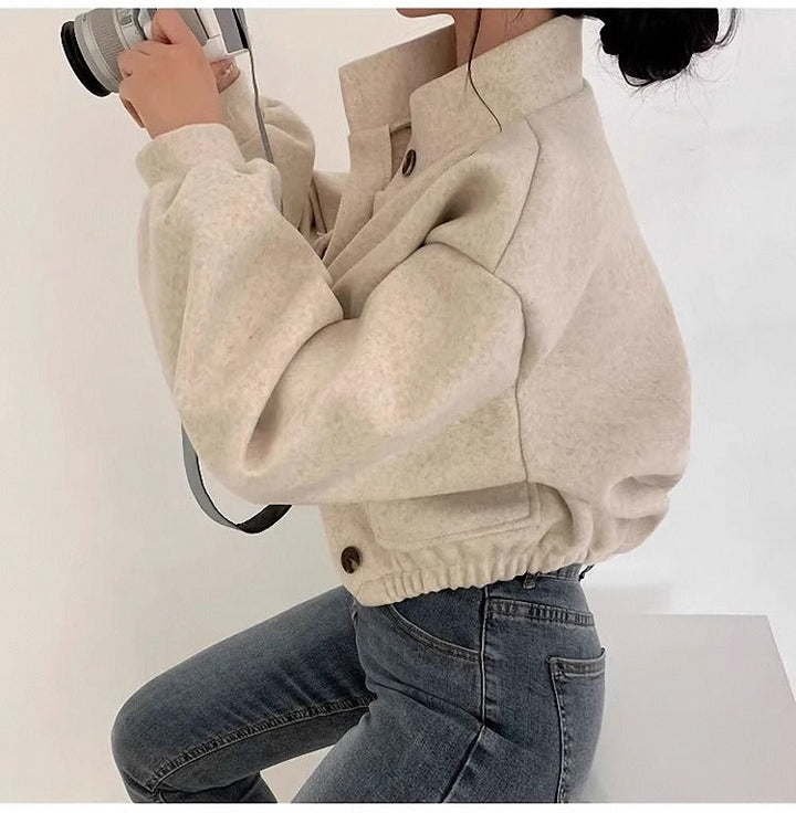 Drune | Graue Wollkurzjacke für Damen
