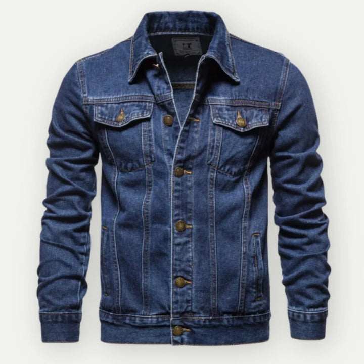 Drune | Truckerjacke Denim Taillierte Passform Knöpfe Brust und Seitentaschen