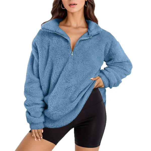 Drune | Fleece Pullover - Oversized Fit - Halbzipper - Stehkragen - Langarm
