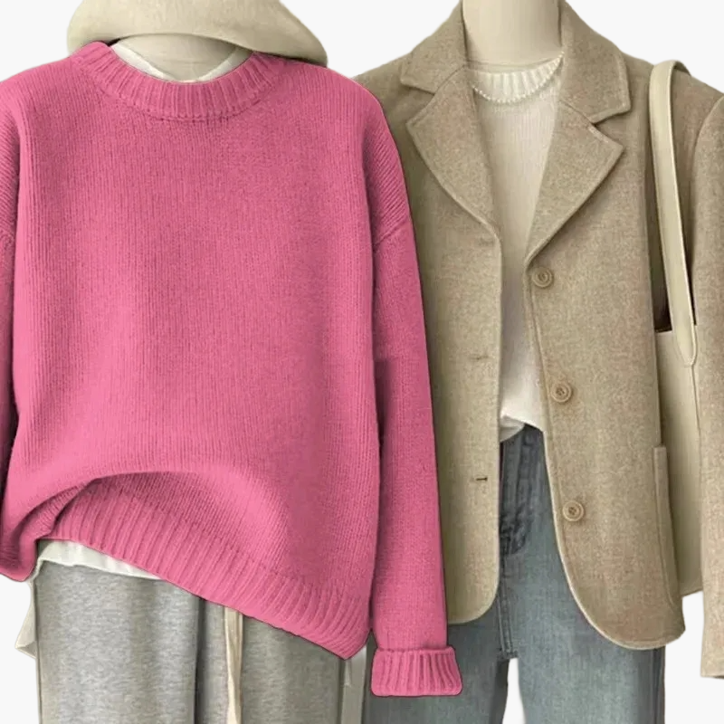 Drune | Set Lässiger Retro Japanischer Stil - Strickpullover und Blazer für Alltag und Freizeit