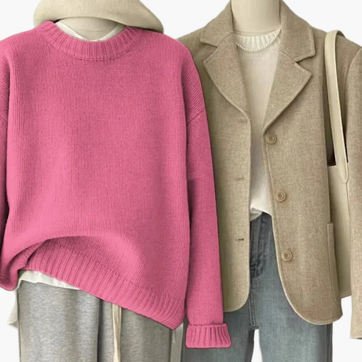Drune | Set Lässiger Retro Japanischer Stil - Strickpullover und Blazer für Alltag und Freizeit
