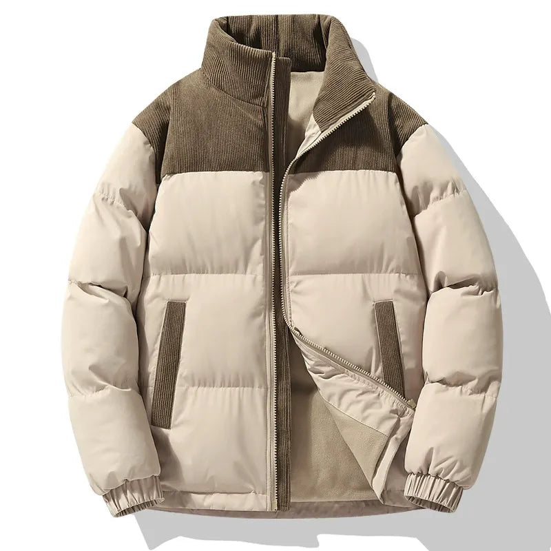 Drune | Pufferjacke Übergrößenpassform Gepolstertes Design Cordkragen Reißverschluss