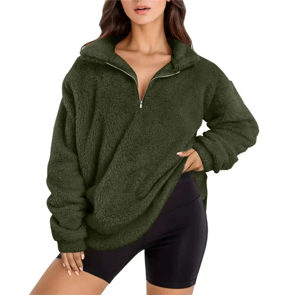 Drune | Fleece Pullover - Oversized Fit - Halbzipper - Stehkragen - Langarm