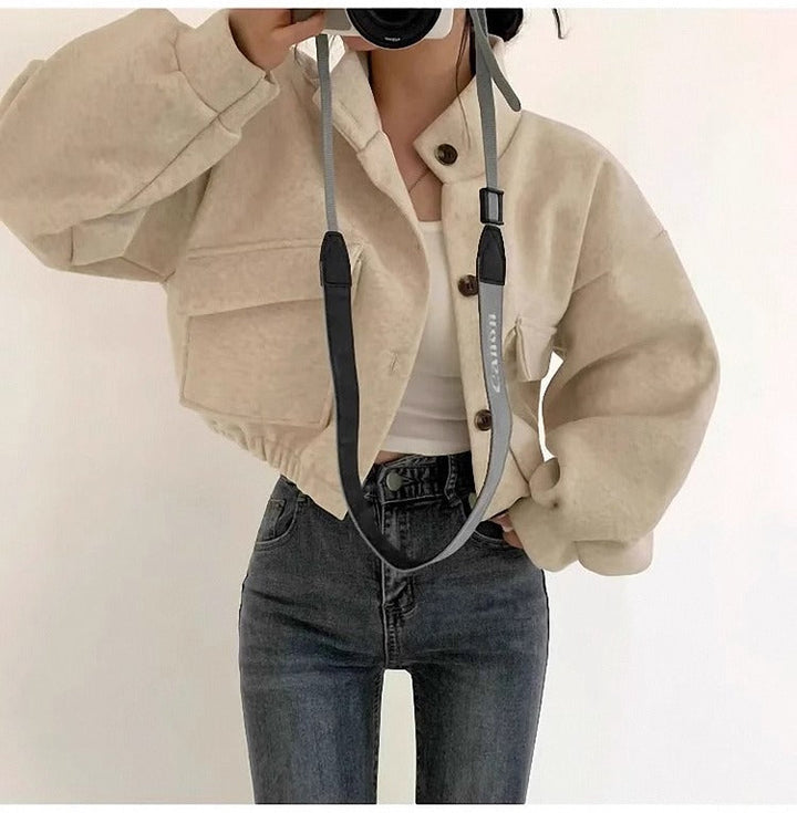 Drune | Graue Wollkurzjacke für Damen