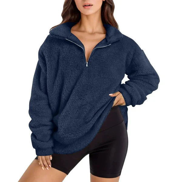 Drune | Fleece Pullover - Oversized Fit - Halbzipper - Stehkragen - Langarm