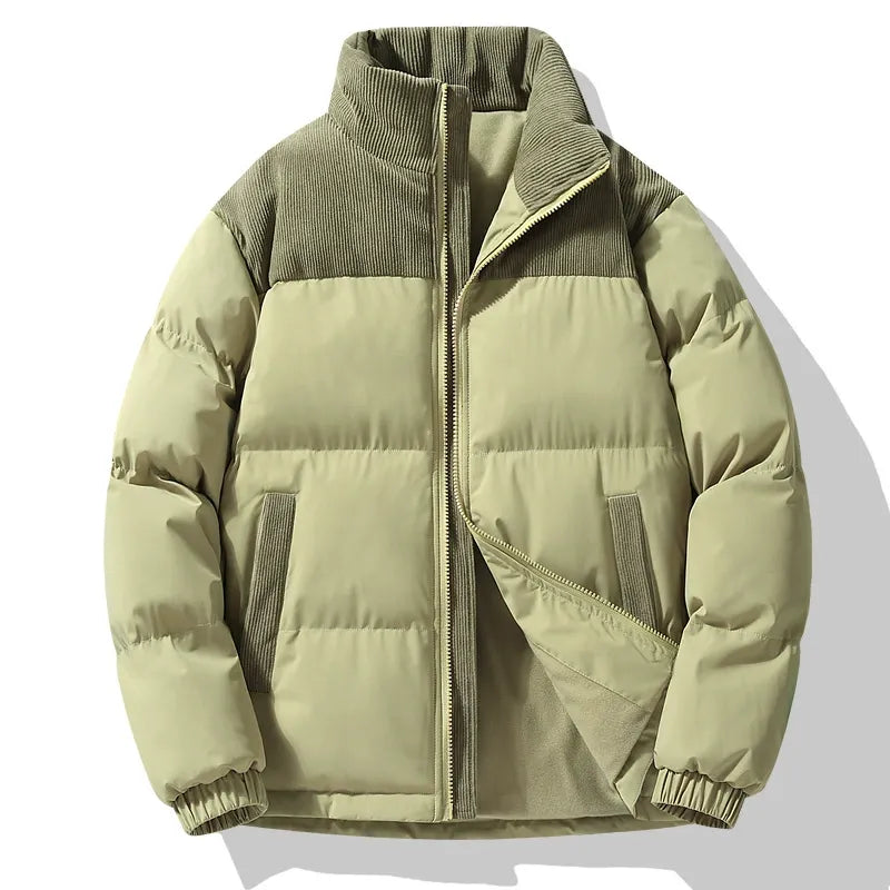 Drune | Pufferjacke Übergrößenpassform Gepolstertes Design Cordkragen Reißverschluss