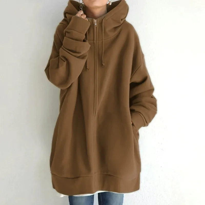 Drune | Kapuzenpullover Übergröße Passform Fleece Futter Reißverschluss Lässiger Stil