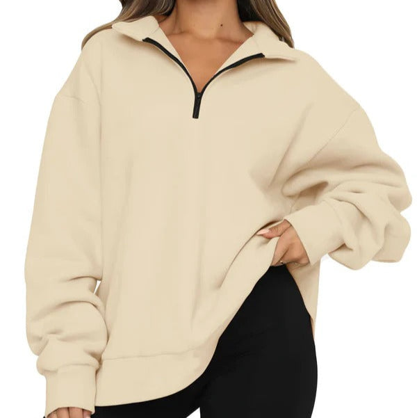 Drune | Sweatshirt - Oversized Fit - Baumwollgefühl - Hoher Kragen - Kurzer Reißverschluss - Freizeitbekleidung