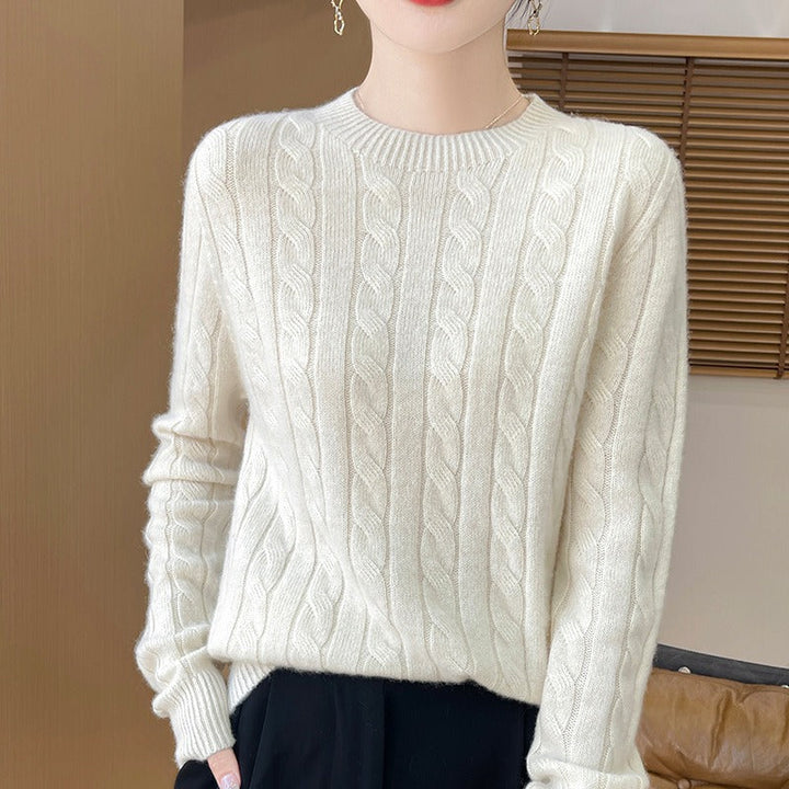 Drune | Pullover Sweatshirt - Wollstrick - Lockere Passform - Zopfmuster - Lange Ärmel