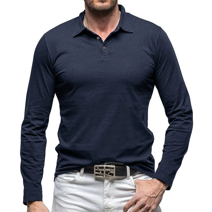Drune | Piqué Shirt Slim Fit Langarm Knopfverschluss Baumwolle Smart Lässig