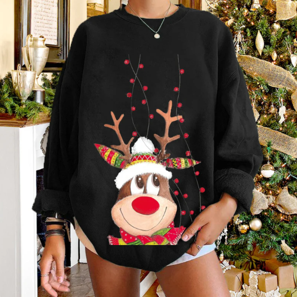 Drune | Pullover Sweatshirt - Lockere Passform - Weiches Strick - Rentier Weihnachtsdesign