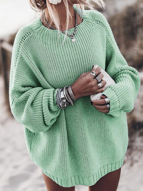 Drune | Pullover Sweatshirt - Oversized Fit - Grobstrick - Raglanärmel - Rippensaum
