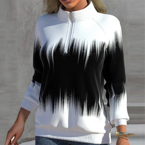 Drune | Sweatshirt - Lockere Passform - Strickstoff - Halber Reißverschlusskragen - Farbverlauf-Design