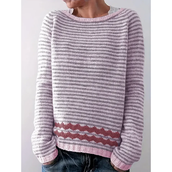 Drune | Pullover Sweater - Wollstrick - Lockerer Schnitt - Gestreifter Langarm Freizeitbekleidung