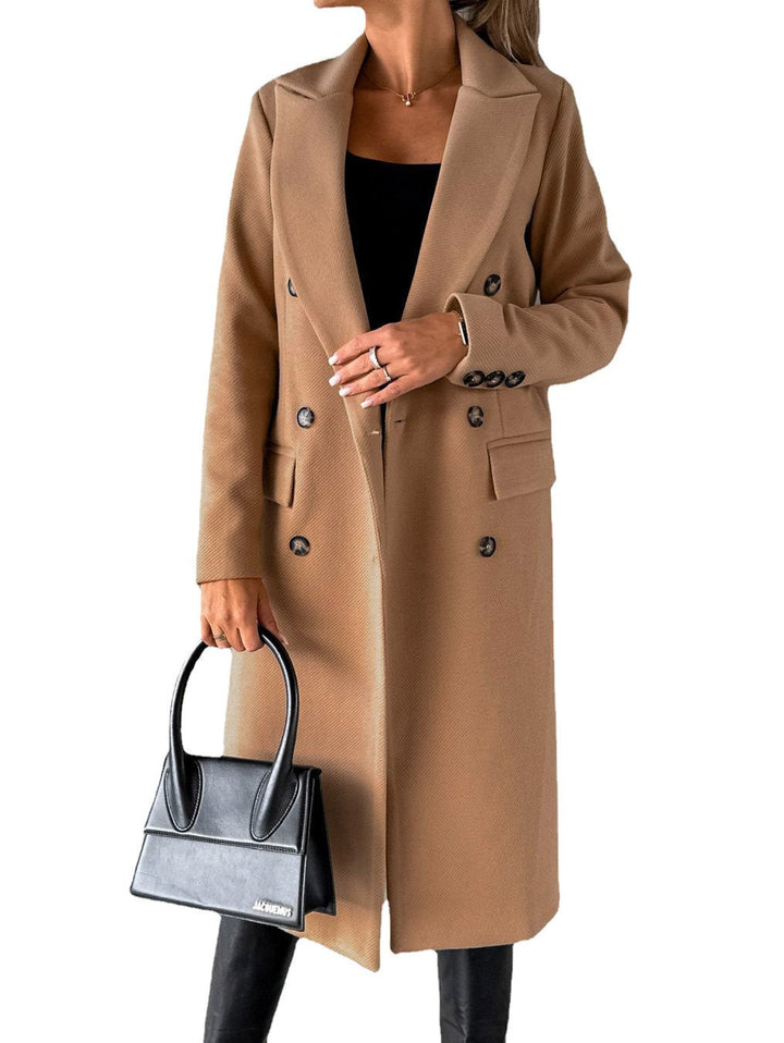 Drune | Trenchcoat Taillierte Passform Wollmischung Doppelreiher knielang