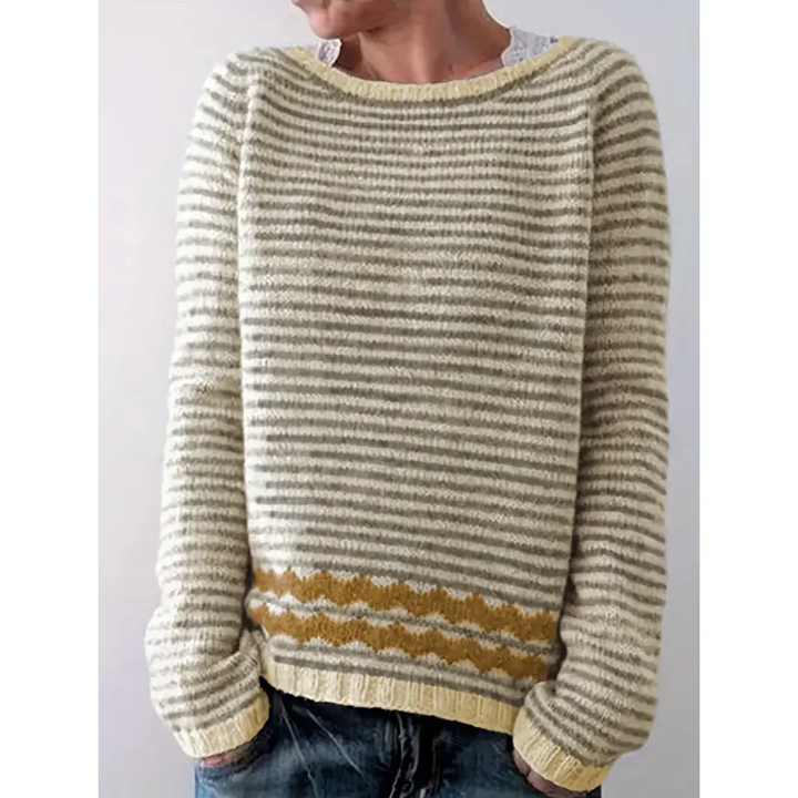 Drune | Pullover Sweater - Wollstrick - Lockerer Schnitt - Gestreifter Langarm Freizeitbekleidung