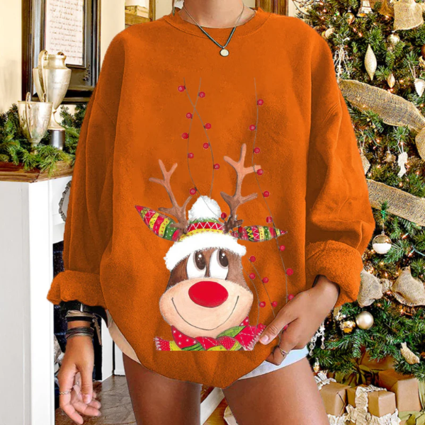 Drune | Pullover Sweatshirt - Lockere Passform - Weiches Strick - Rentier Weihnachtsdesign