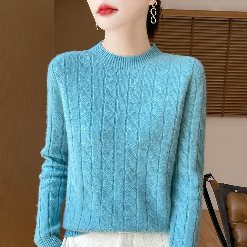 Drune | Pullover Sweatshirt - Wollstrick - Lockere Passform - Zopfmuster - Lange Ärmel