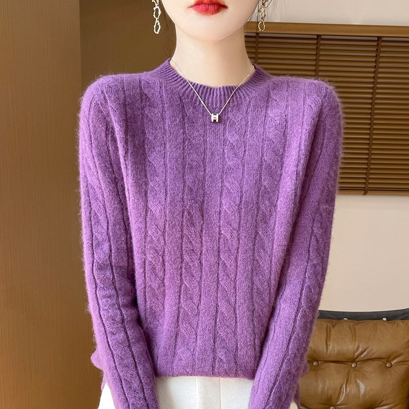 Drune | Pullover Sweatshirt - Wollstrick - Lockere Passform - Zopfmuster - Lange Ärmel